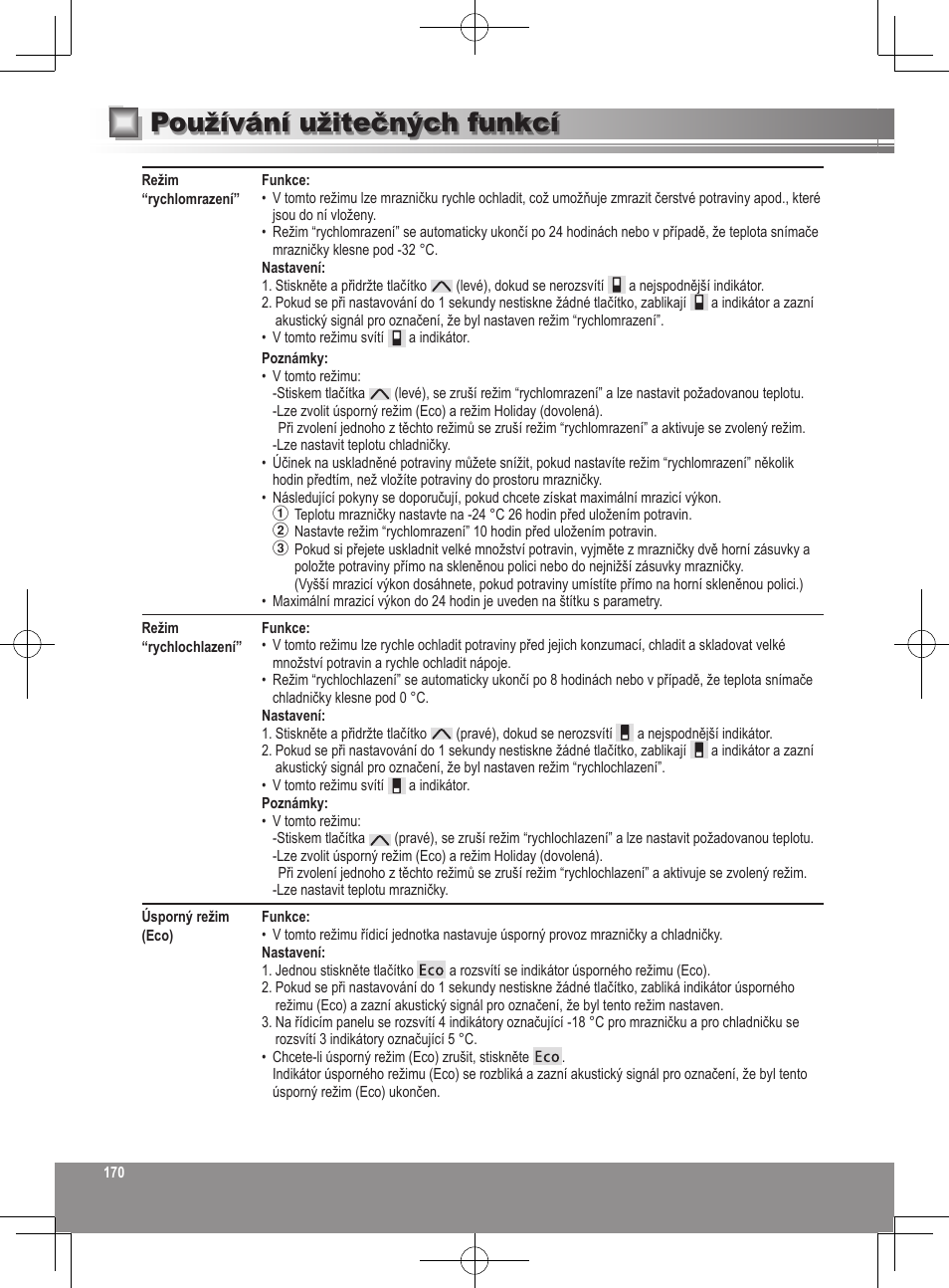 Používání užitečných funkcí | Panasonic NRB32SW1 User Manual | Page 170 / 180