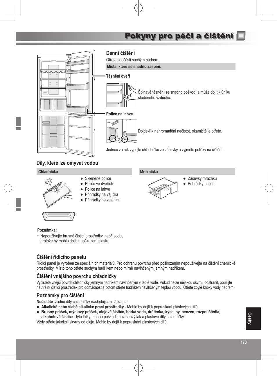 Pokyny pro péči a čištění | Panasonic NRB32SW1 User Manual | Page 173 / 180