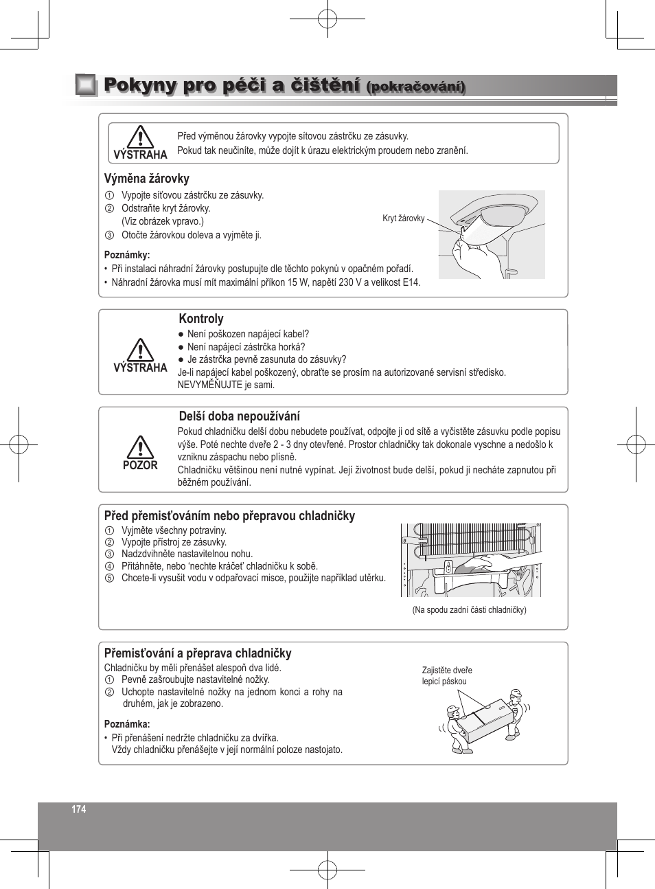 Pokyny pro péči a čištění | Panasonic NRB32SW1 User Manual | Page 174 / 180