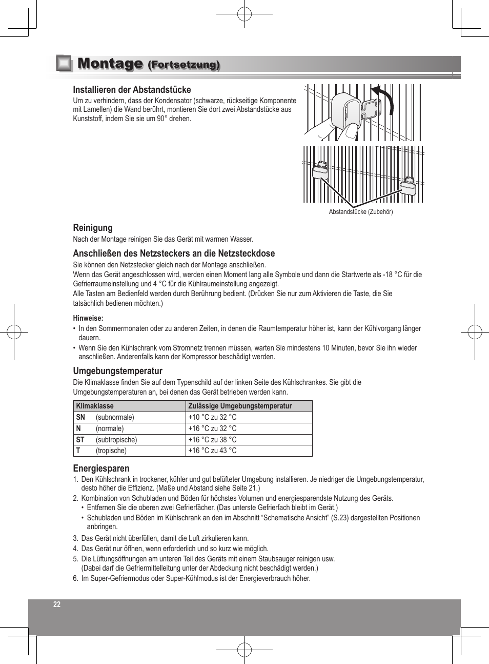 Montage | Panasonic NRB32SW1 User Manual | Page 22 / 180