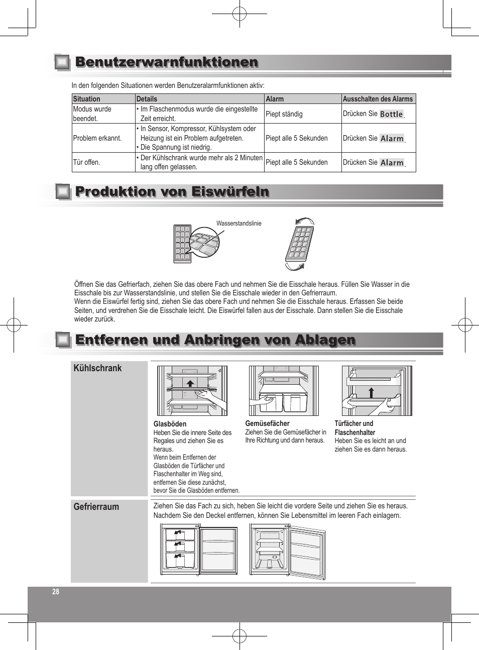 Kühlschrank, Gefrierraum | Panasonic NRB32SW1 User Manual | Page 28 / 180