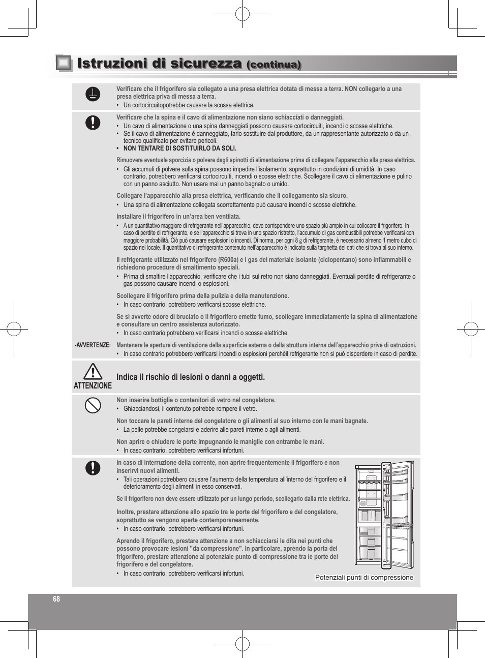 Istruzioni di sicurezza, Continua) | Panasonic NRB32SW1 User Manual | Page 68 / 180