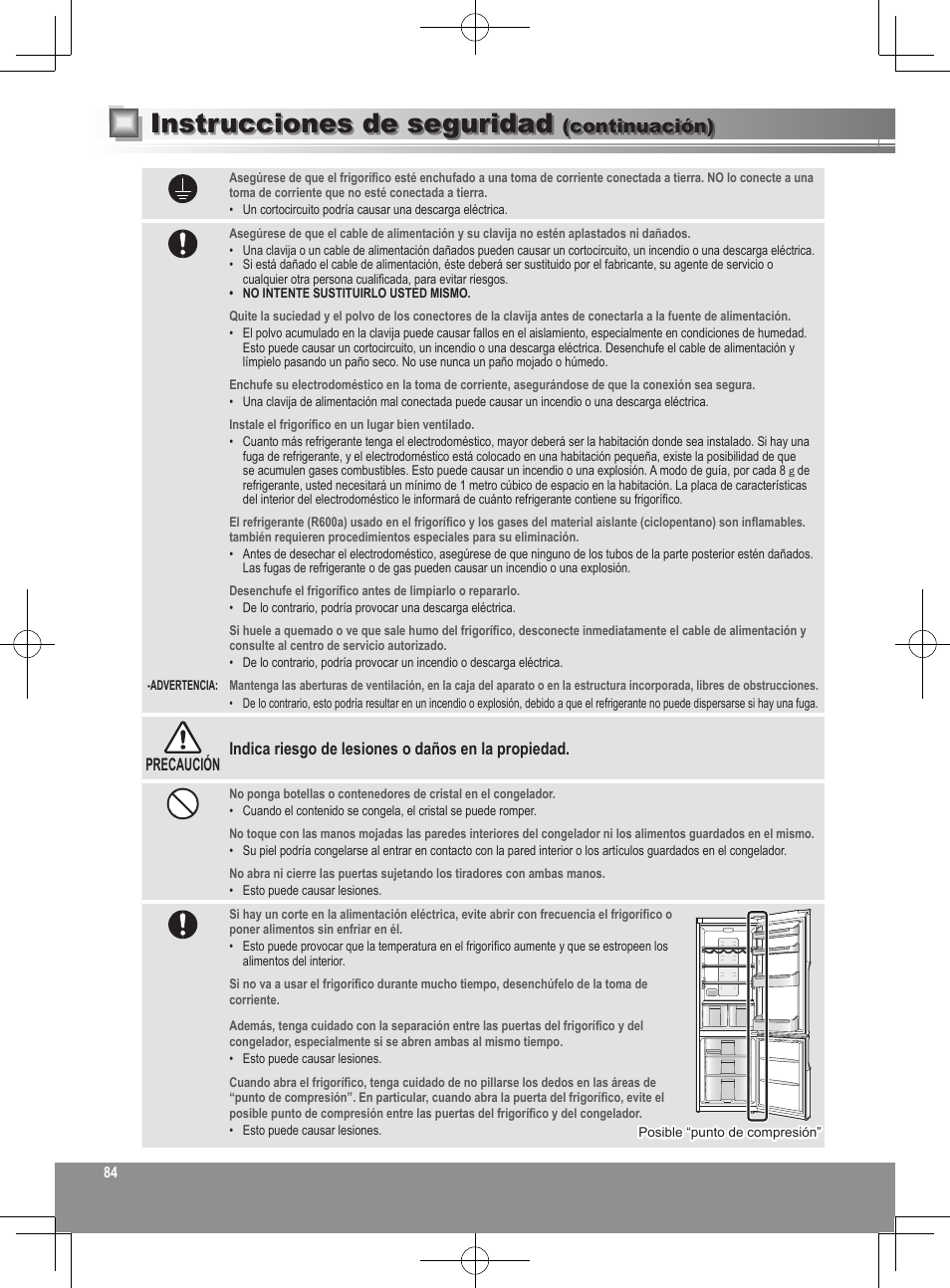 Instrucciones de seguridad, Continuación) | Panasonic NRB32SW1 User Manual | Page 84 / 180