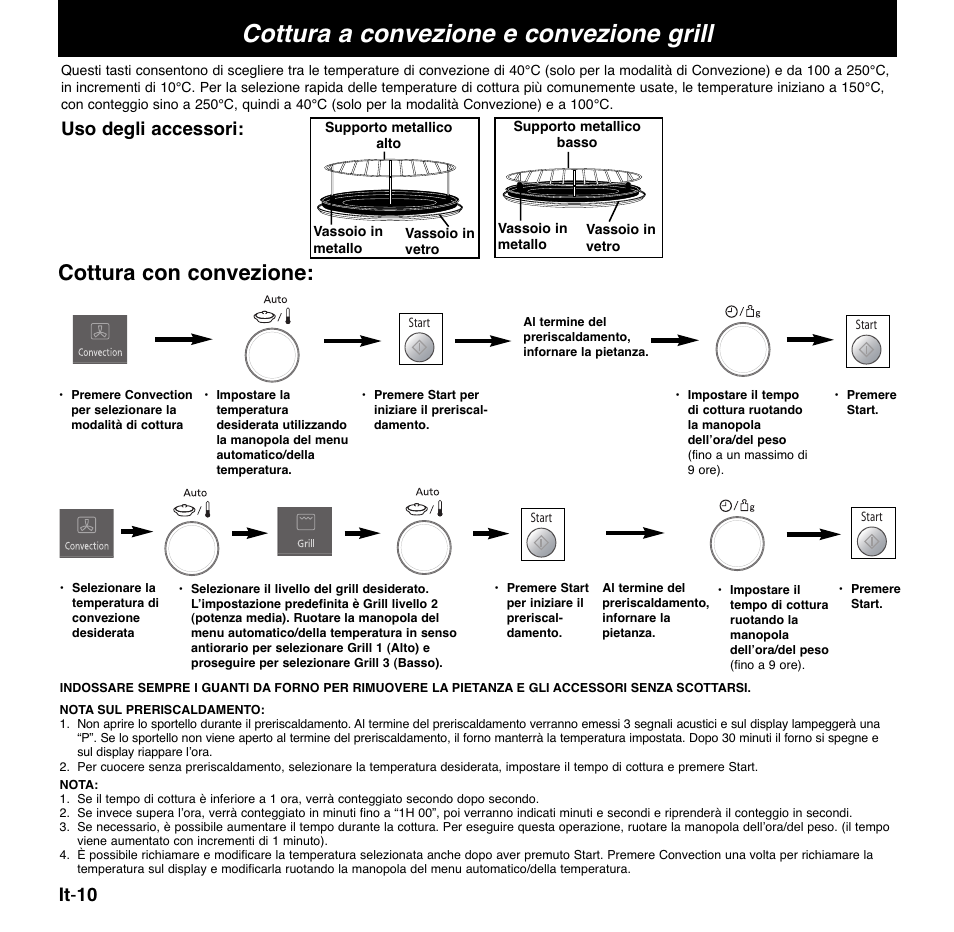 Cottura a convezione e convezione grill, Cottura con convezione, It - 10 | Uso degli accessori | Panasonic NNCD767MEPG User Manual | Page 108 / 218