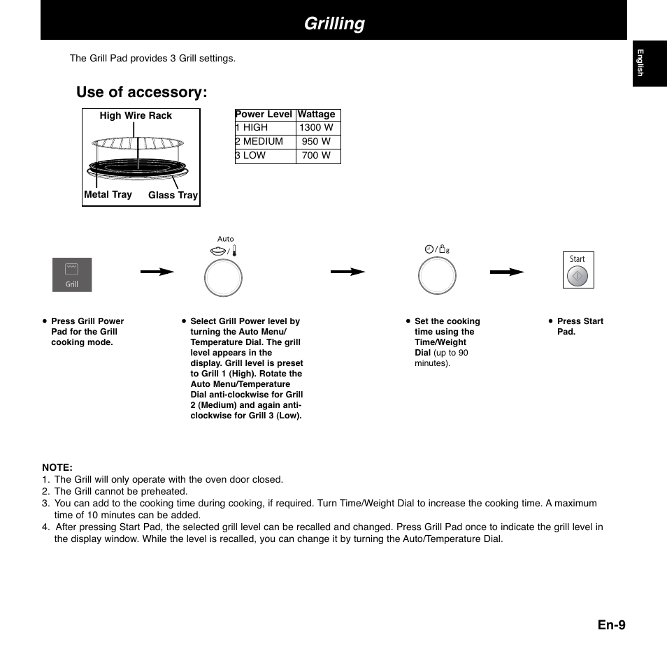 Grilling, Use of accessory, En-9 | Panasonic NNCD767MEPG User Manual | Page 12 / 218