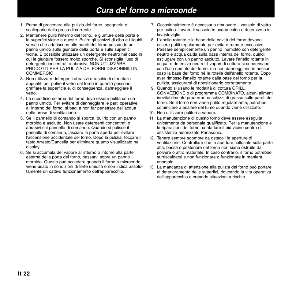 Cura del forno a microonde | Panasonic NNCD767MEPG User Manual | Page 120 / 218