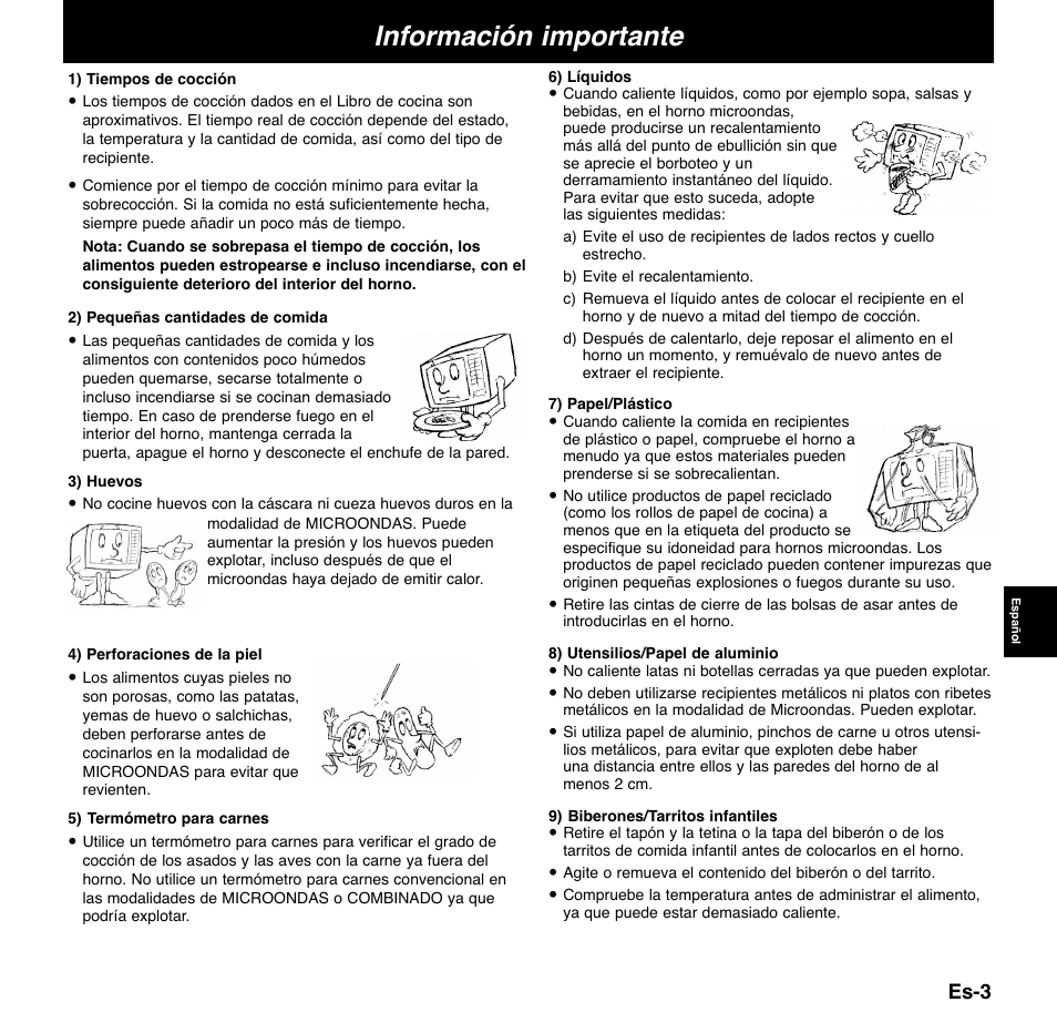 Información importante, Es-3 | Panasonic NNCD767MEPG User Manual | Page 125 / 218