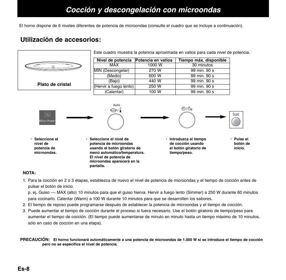 Cocción y descongelación con microondas, Utilización de accesorios, Es-8 | Panasonic NNCD767MEPG User Manual | Page 130 / 218