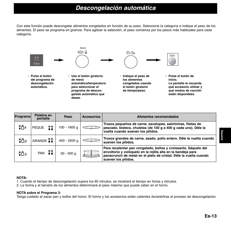 Descongelación automática, Es-13 | Panasonic NNCD767MEPG User Manual | Page 135 / 218