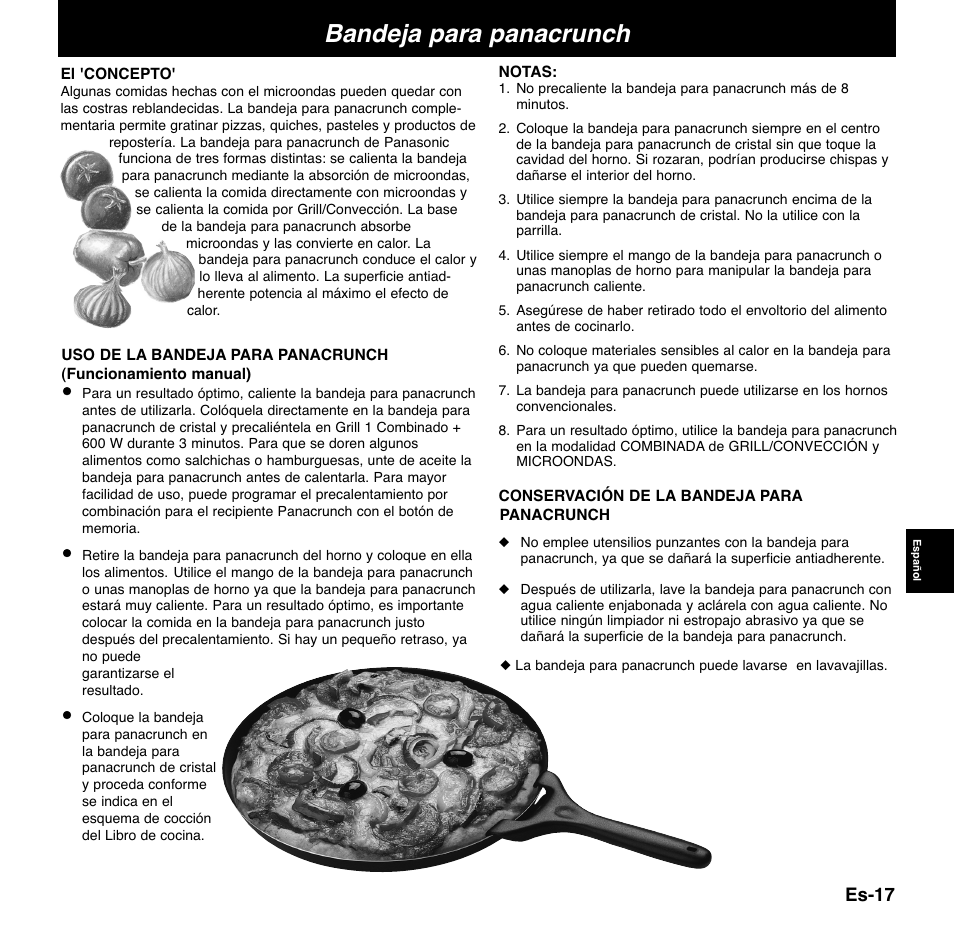 Bandeja para panacrunch, Es-17 | Panasonic NNCD767MEPG User Manual | Page 139 / 218