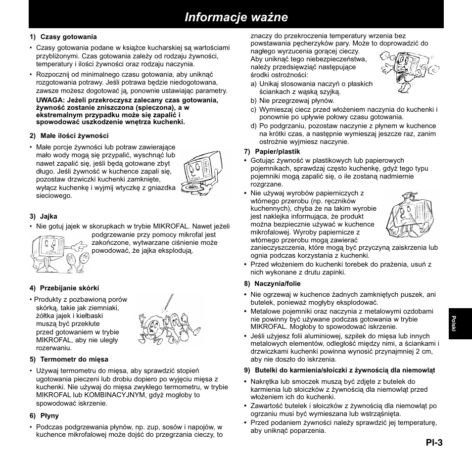 Informacje ważne, Pl-3 | Panasonic NNCD767MEPG User Manual | Page 149 / 218