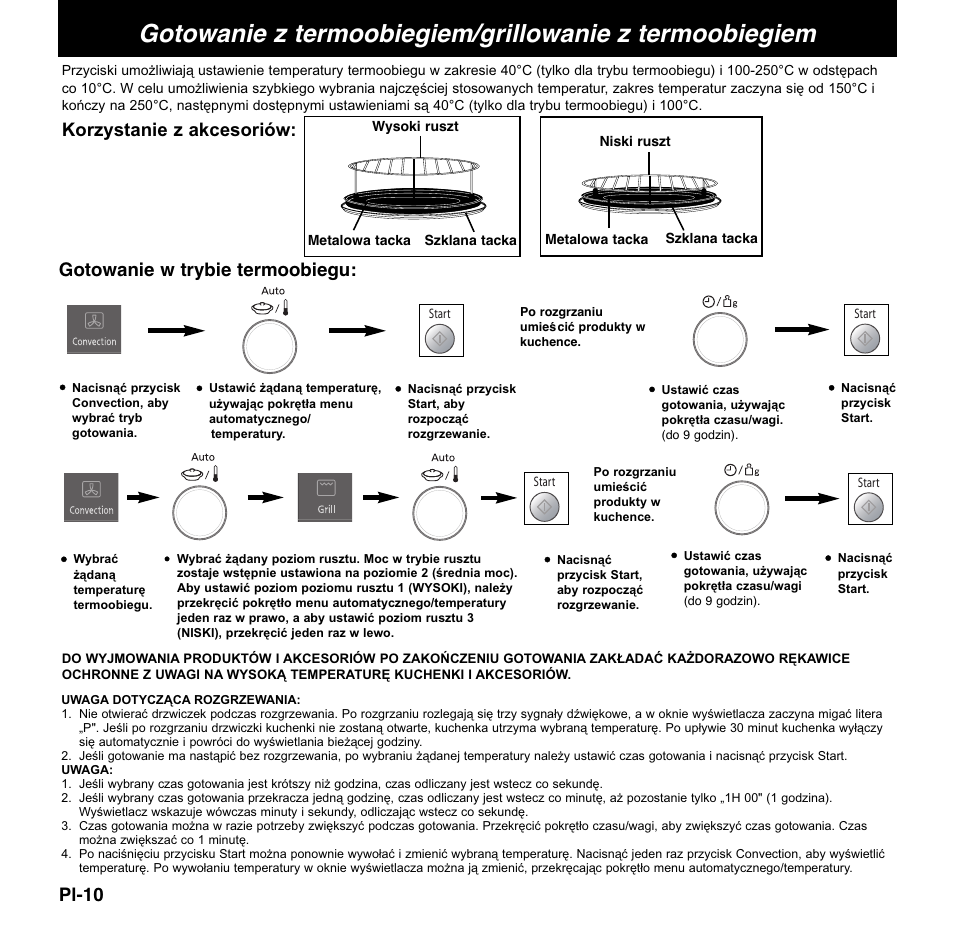 Pl-10, Korzystanie z akcesoriów, Gotowanie w trybie termoobiegu | Panasonic NNCD767MEPG User Manual | Page 156 / 218