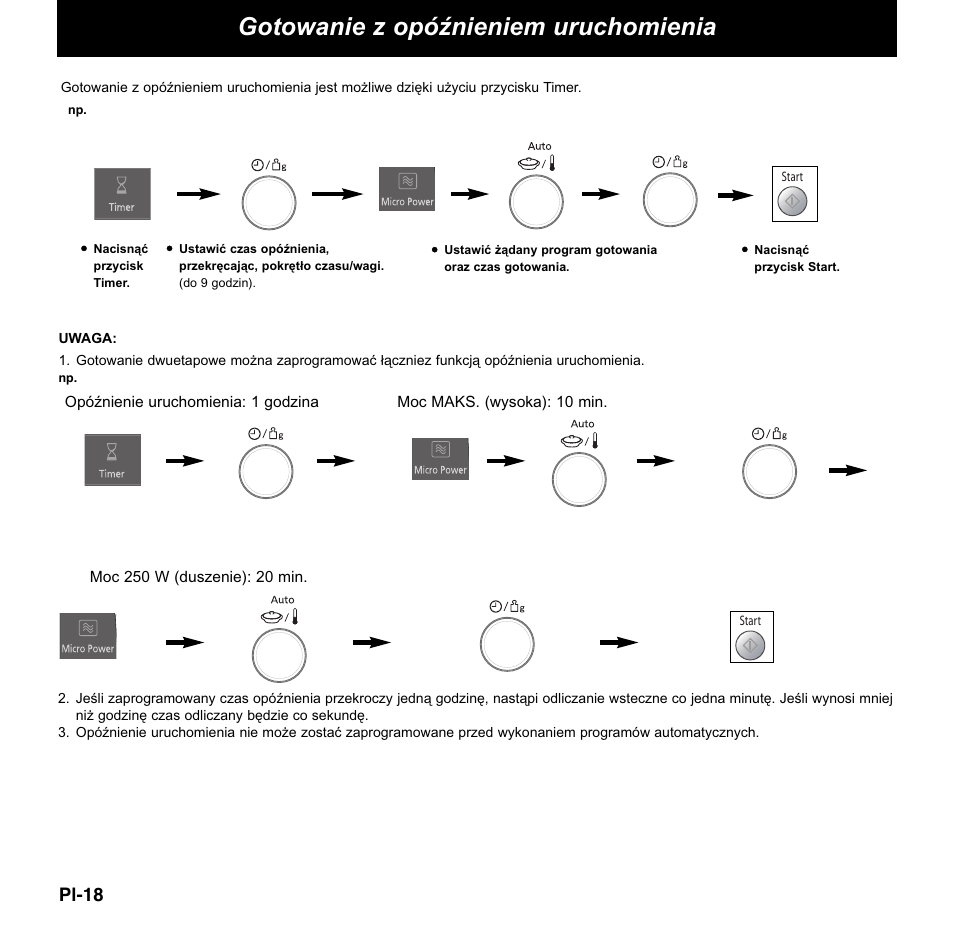 Gotowanie z opóźnieniem uruchomienia, Pl-18 | Panasonic NNCD767MEPG User Manual | Page 164 / 218