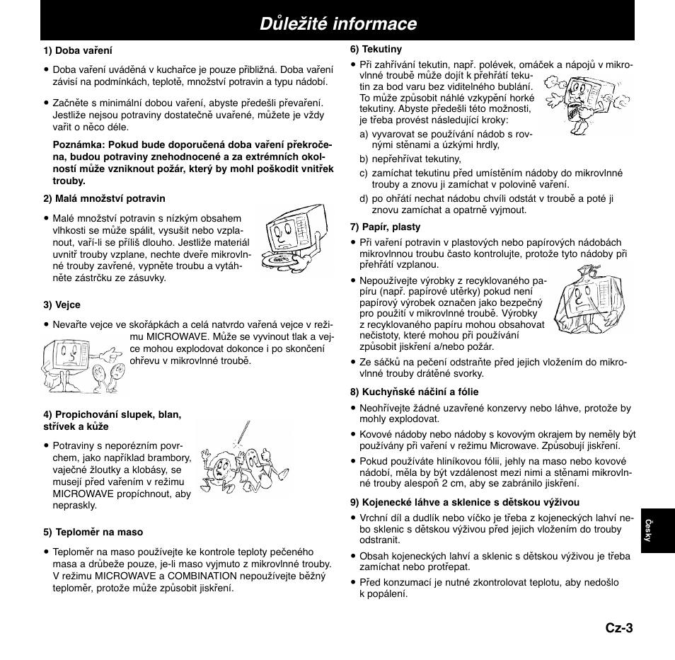 Důležité informace, Cz-3 | Panasonic NNCD767MEPG User Manual | Page 173 / 218