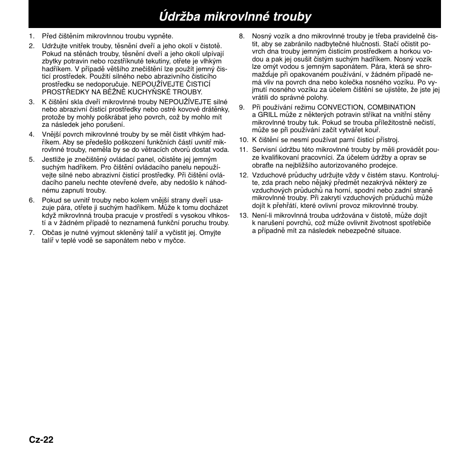 Údržba mikrovlnné trouby | Panasonic NNCD767MEPG User Manual | Page 192 / 218
