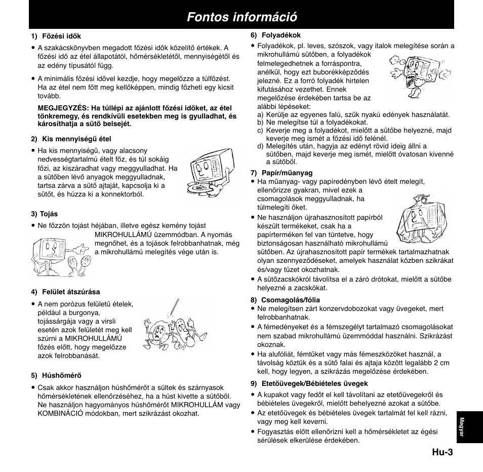 Fontos információ, Hu-3 | Panasonic NNCD767MEPG User Manual | Page 197 / 218