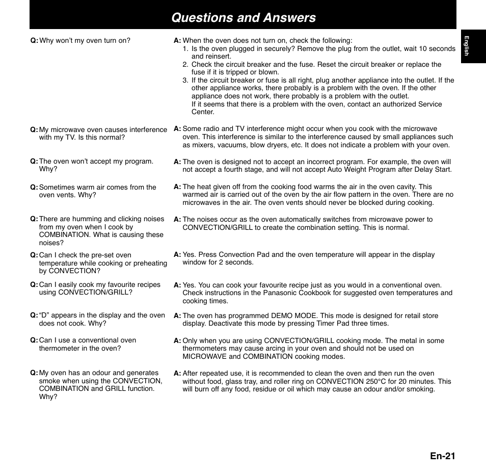 Questions and answers, En-21 | Panasonic NNCD767MEPG User Manual | Page 24 / 218