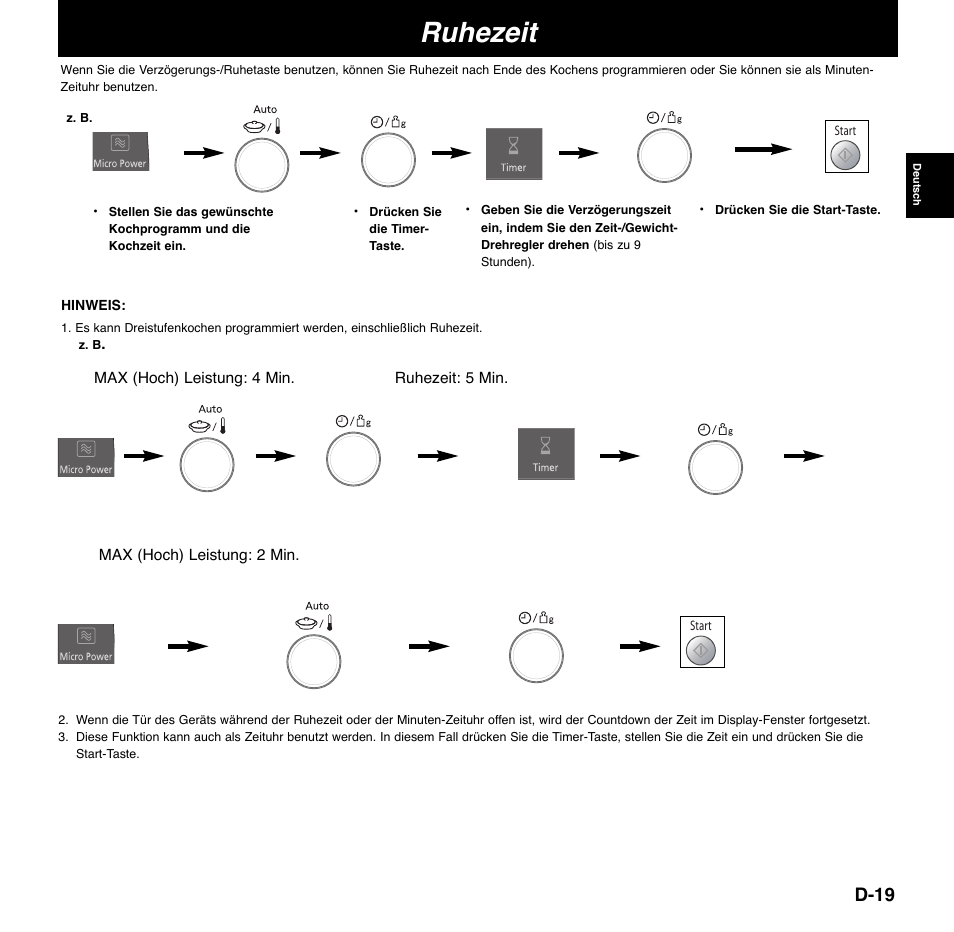 Ruhezeit, D-19 | Panasonic NNCD767MEPG User Manual | Page 45 / 218