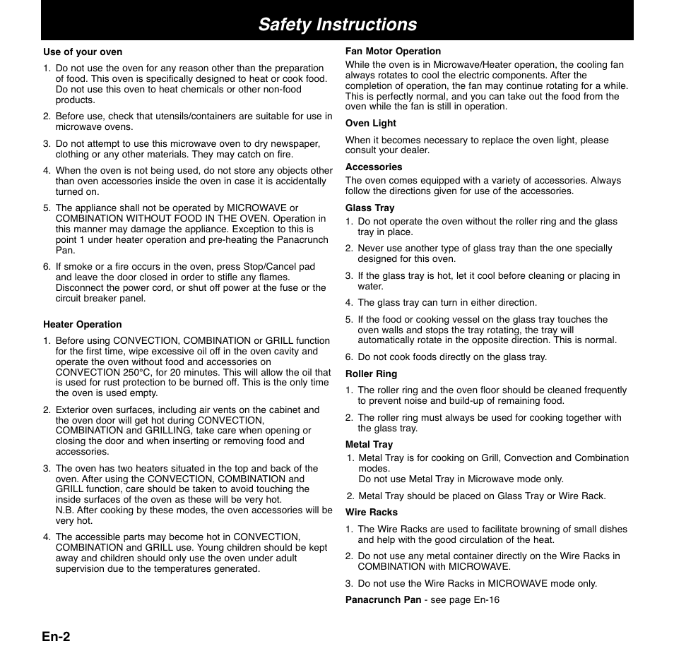 Safety instructions, En-2 | Panasonic NNCD767MEPG User Manual | Page 5 / 218
