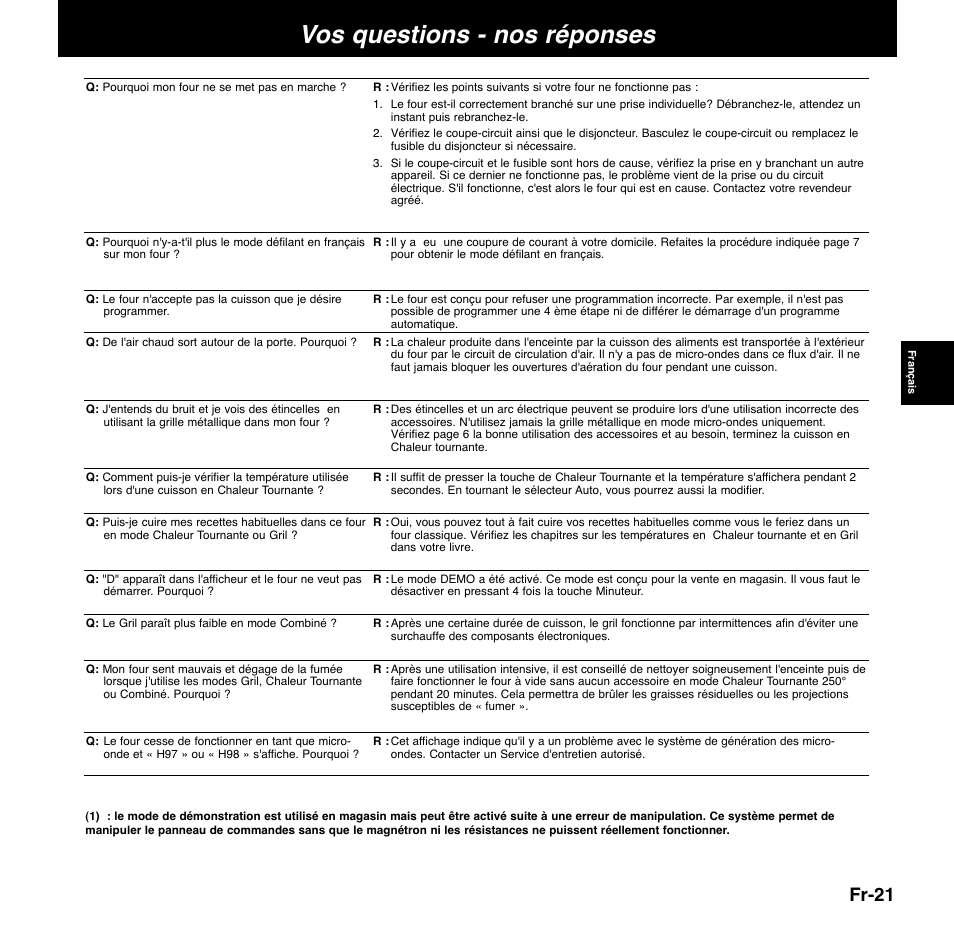 Vos questions - nos réponses, Fr-21 | Panasonic NNCD767MEPG User Manual | Page 95 / 218