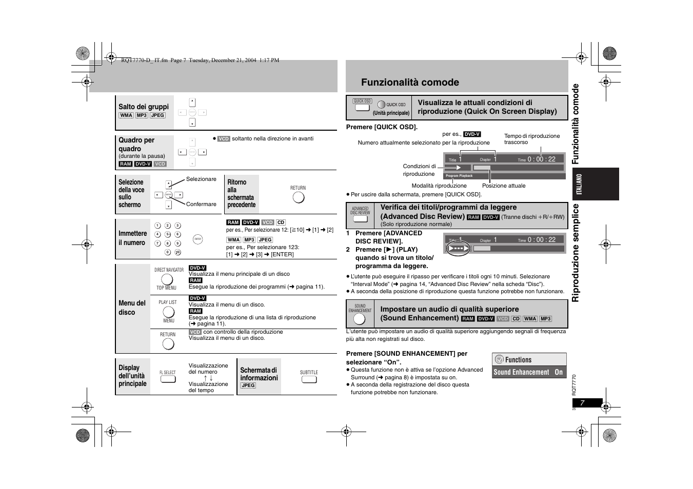 Funzionalità comode | Panasonic DVDS29 User Manual | Page 25 / 96