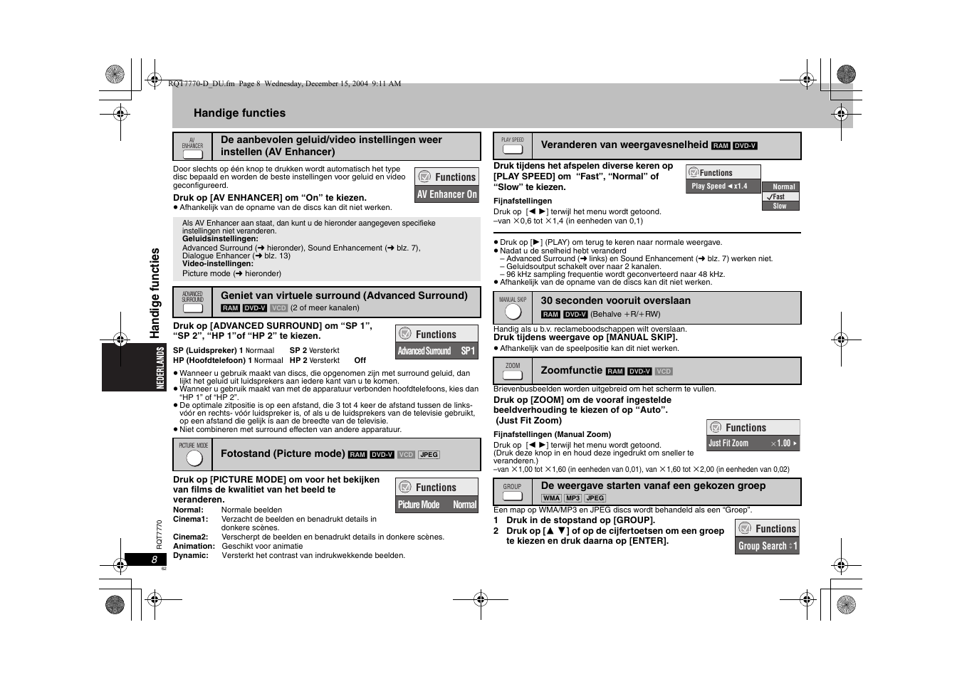 Ha ndi g e fu nc ti e s | Panasonic DVDS29 User Manual | Page 62 / 96