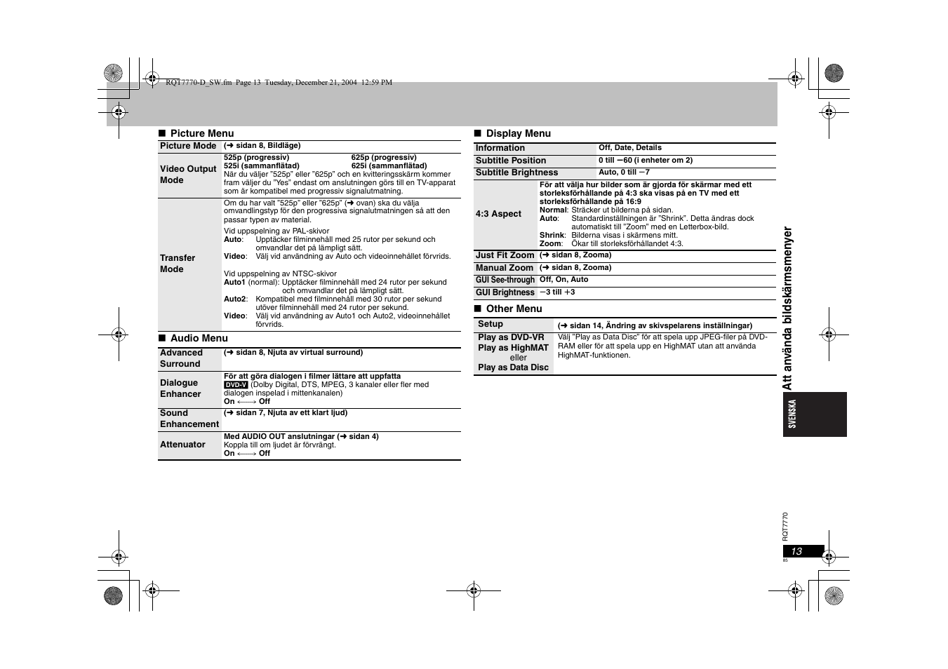 Panasonic DVDS29 User Manual | Page 85 / 96