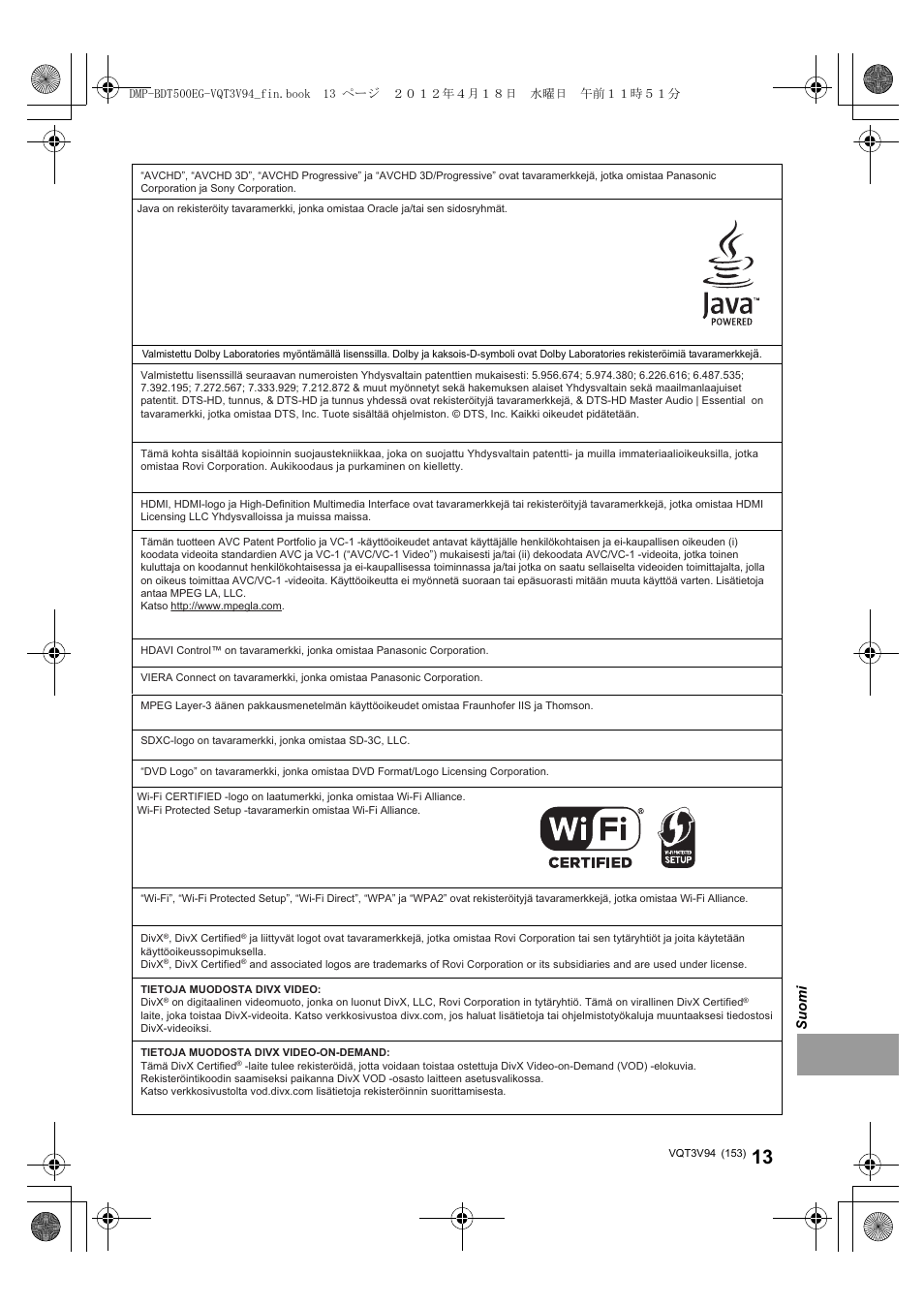 Panasonic DMPBDT500EG User Manual | Page 153 / 156