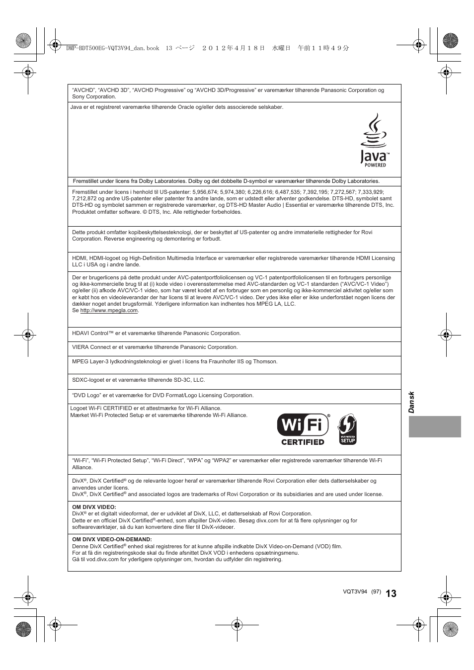 Panasonic DMPBDT500EG User Manual | Page 97 / 156