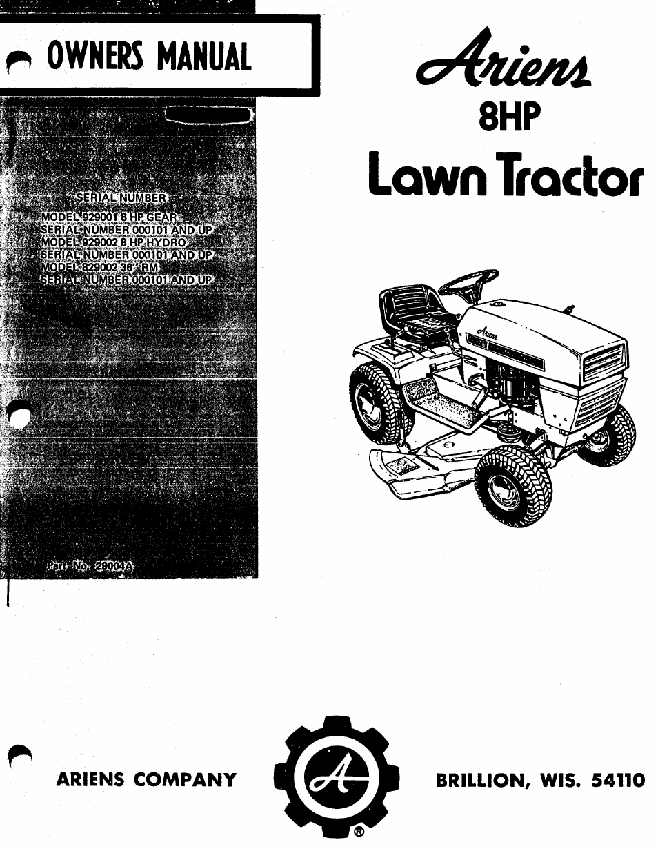 Ariens 929001 User Manual | 43 pages