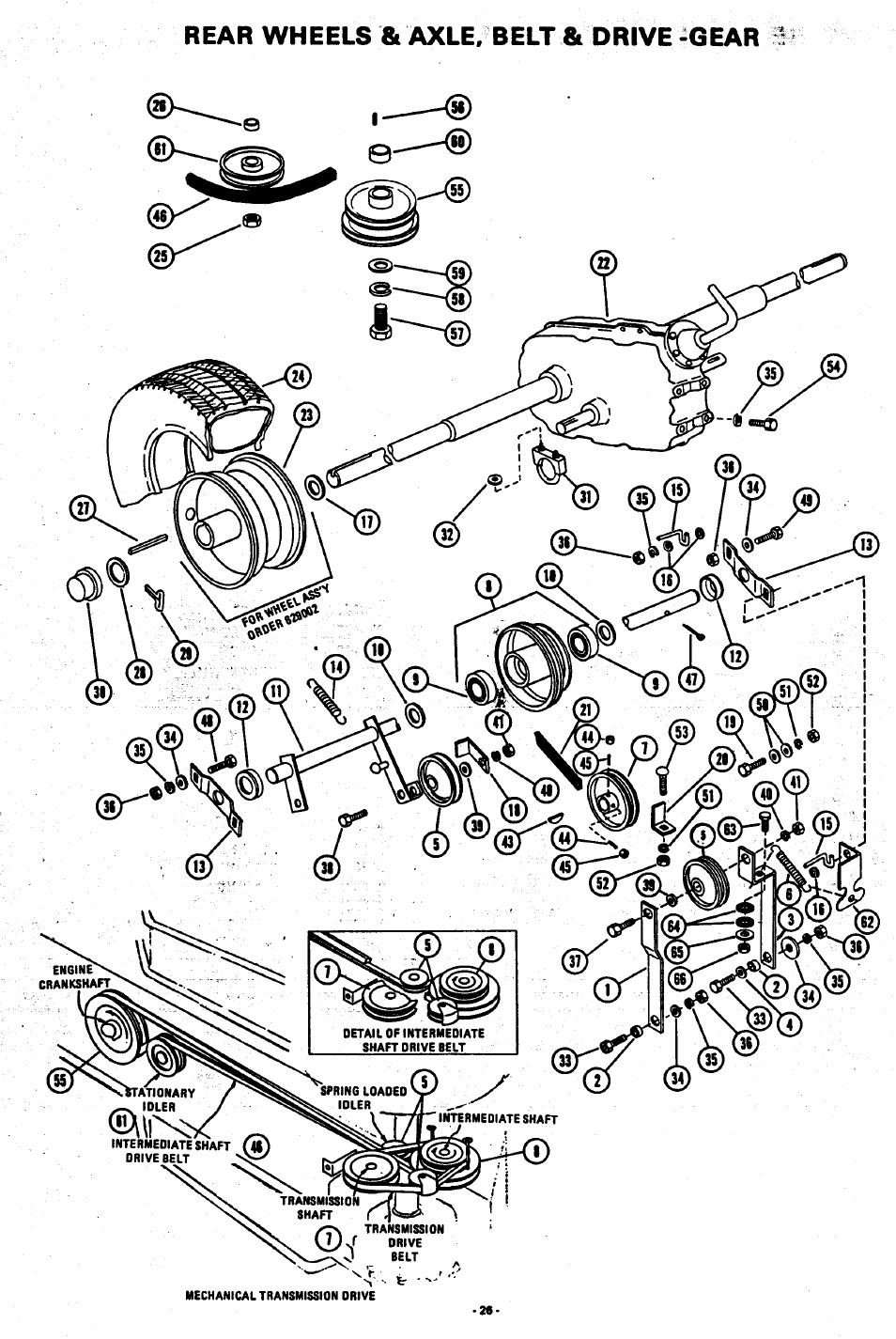 Rear wheels & axle, belt & drive -gear | Ariens 929001 User Manual | Page 26 / 43