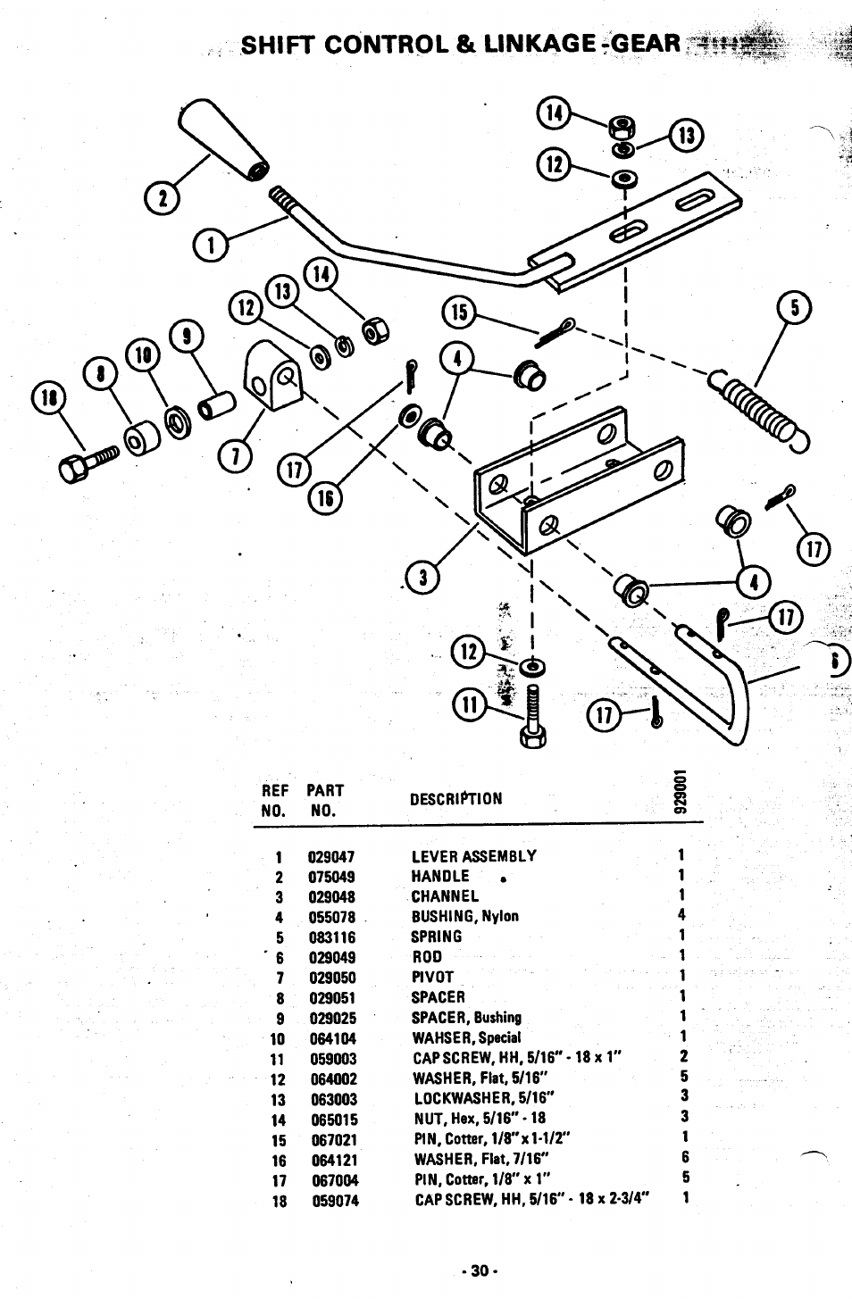 Shift control & linkage-gear | Ariens 929001 User Manual | Page 30 / 43