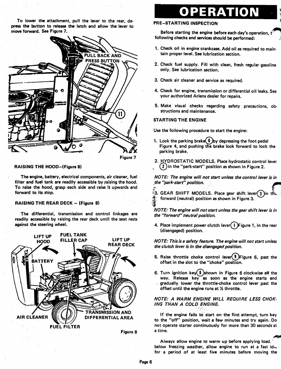 Operation | Ariens 929001 User Manual | Page 6 / 43