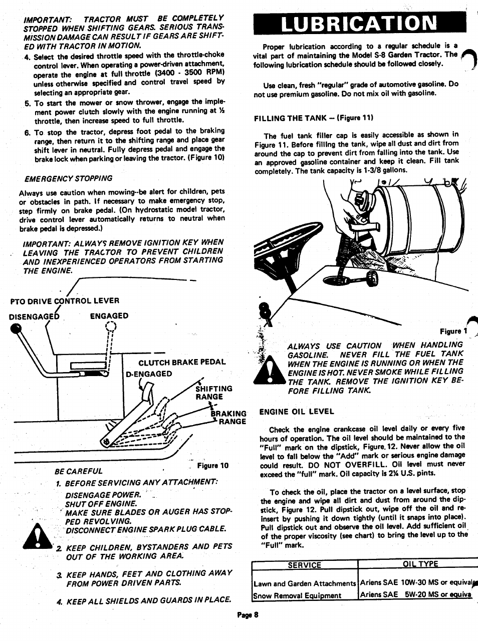 Lubrication | Ariens 929001 User Manual | Page 8 / 43