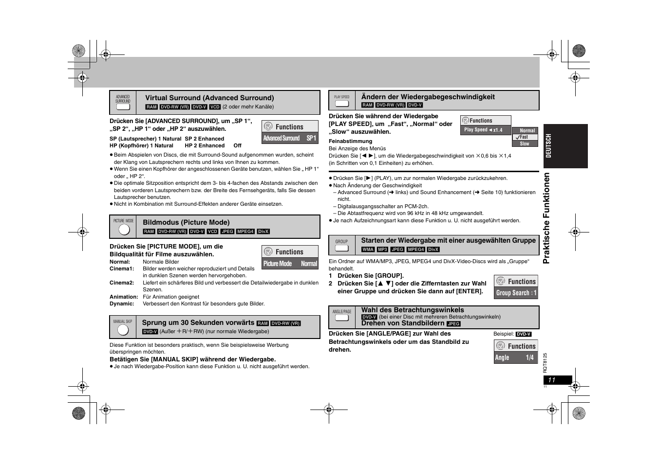 Pr akti s c he funkti onen | Panasonic DVDS295 User Manual | Page 11 / 68