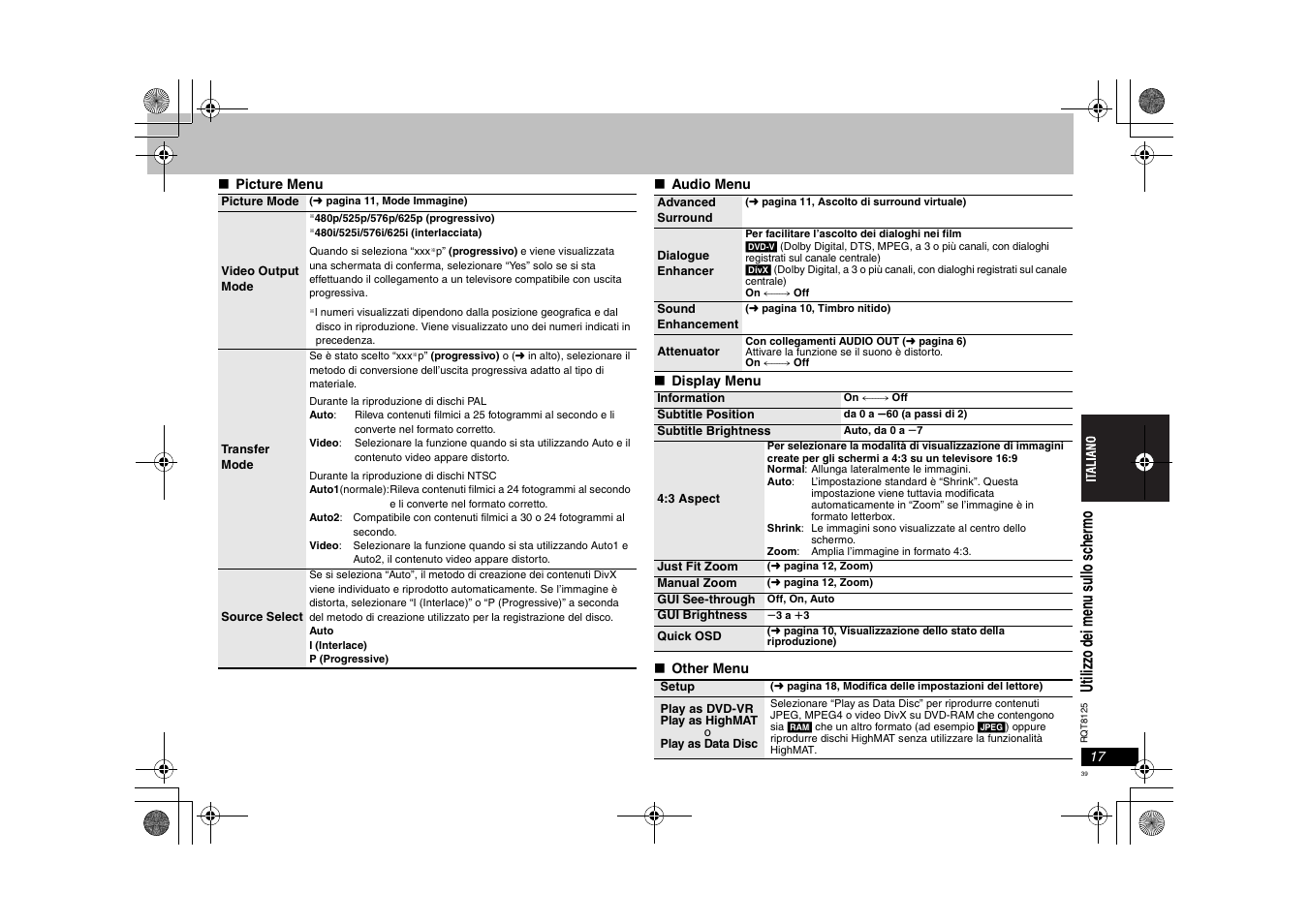 Utiliz zo d ei m en u s ullo s ch erm o | Panasonic DVDS295 User Manual | Page 39 / 68