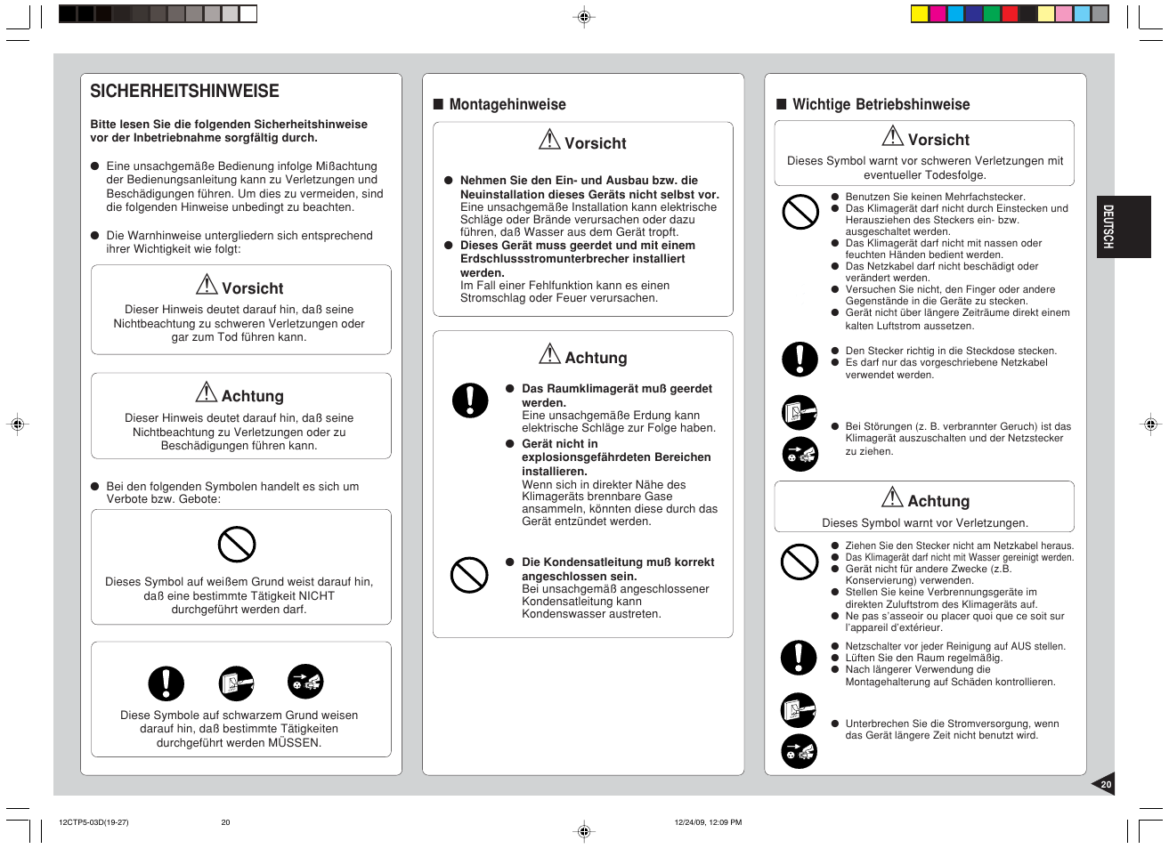 Sicherheitshinweise | Panasonic SA24CTP User Manual | Page 21 / 104