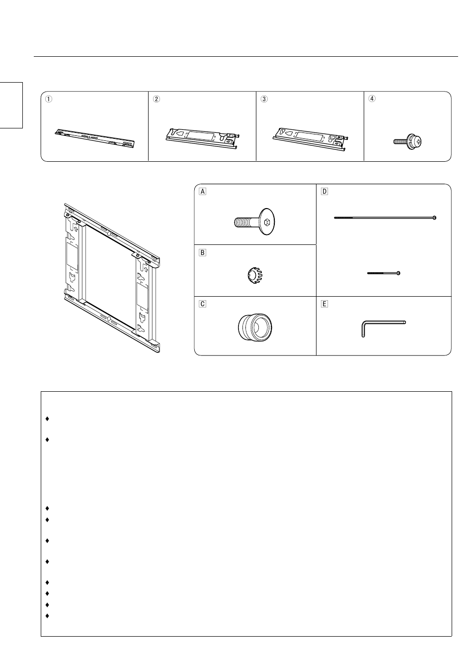 Components, Parts used to assemble the wall-hanging bracket, Parts used for installation | Panasonic TYWK42PV20 User Manual | Page 12 / 84