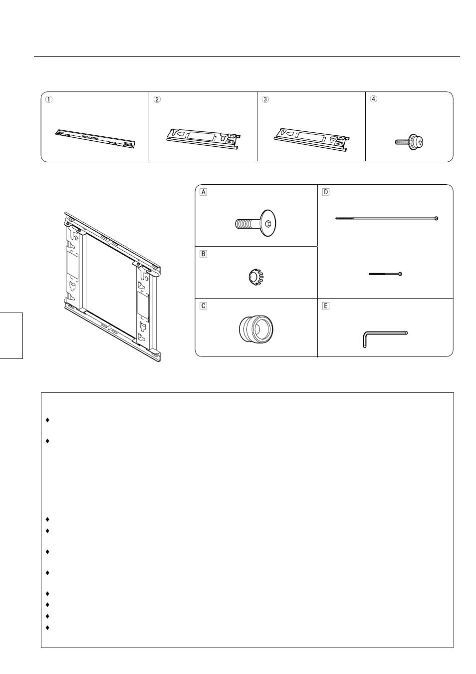 Componentes, Piezas utilizadas para la instalación | Panasonic TYWK42PV20 User Manual | Page 42 / 84