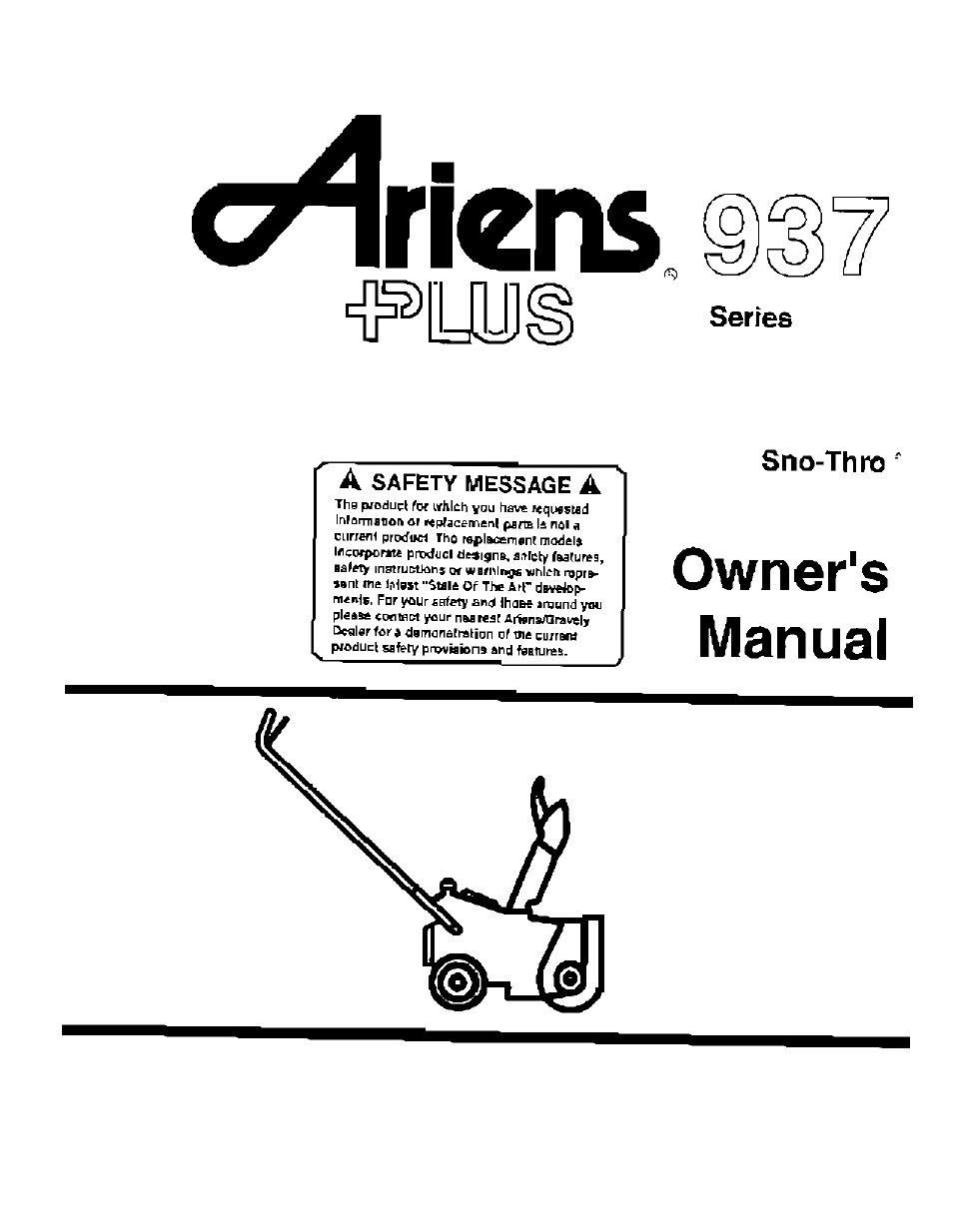 Ariens 937 User Manual | 16 pages