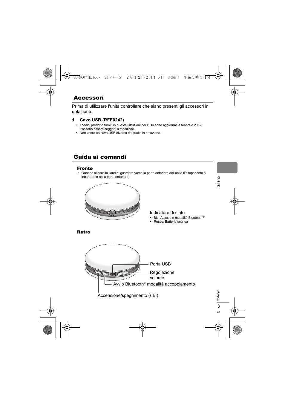 Accessori guida ai comandi | Panasonic SCMC07E User Manual | Page 33 / 120