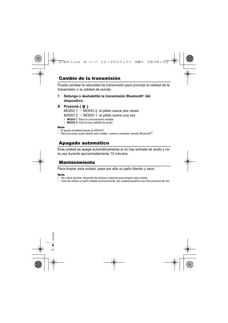Panasonic SCMC07E User Manual | Page 46 / 120