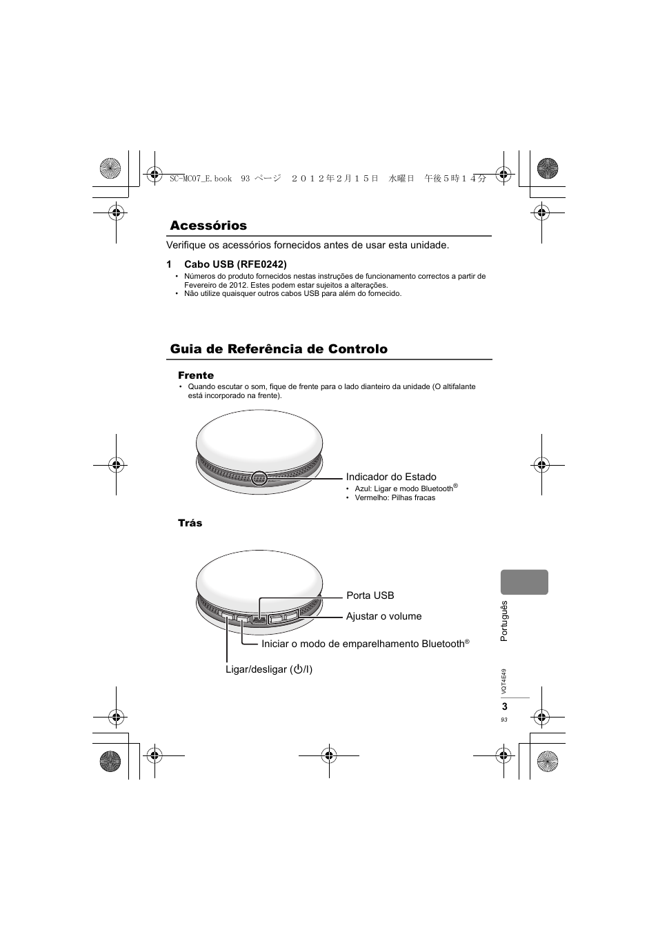 Acessórios guia de referência de controlo | Panasonic SCMC07E User Manual | Page 93 / 120