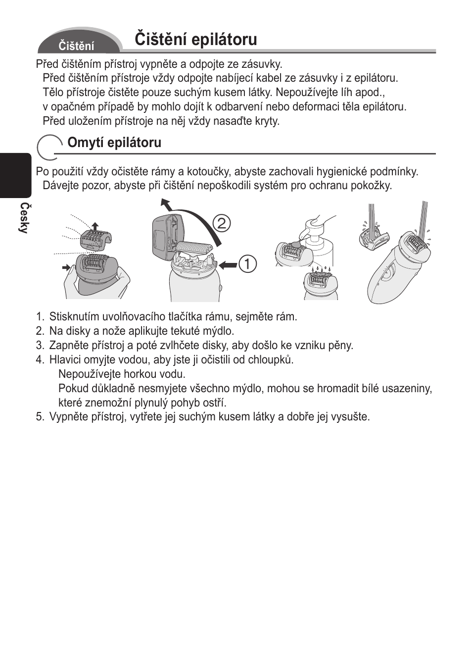 Čištění epilátoru | Panasonic ES2055 User Manual | Page 102 / 168