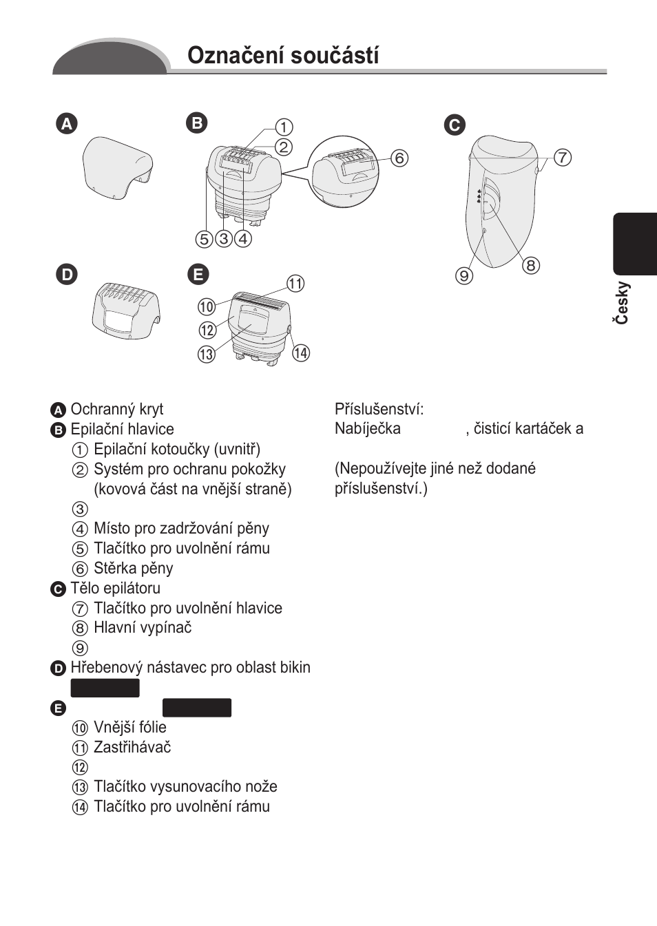 Označení součástí | Panasonic ES2055 User Manual | Page 105 / 168