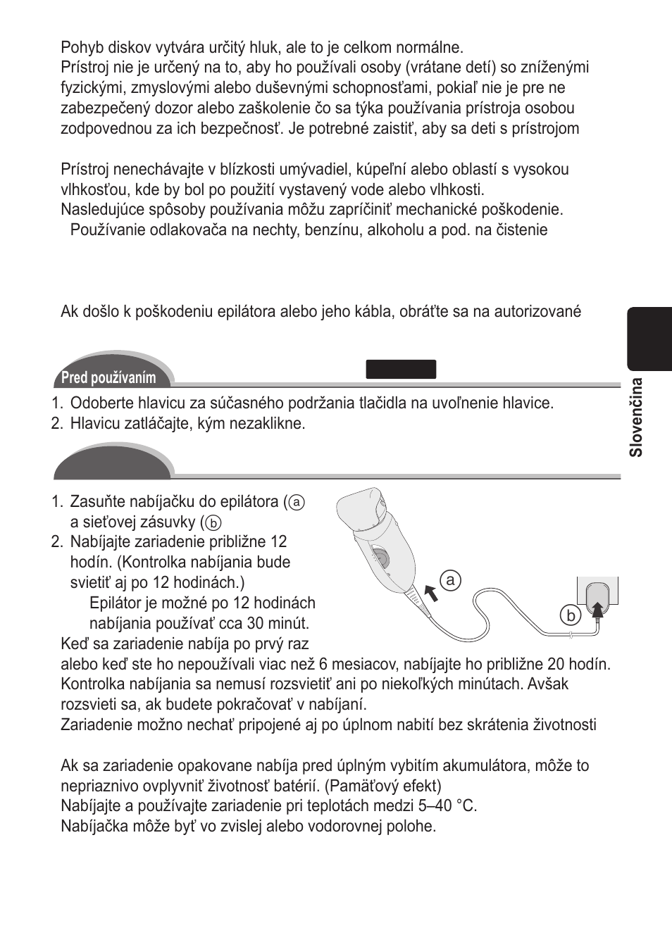 Výmena hlavice, Nabíjanie zariadenia | Panasonic ES2055 User Manual | Page 107 / 168