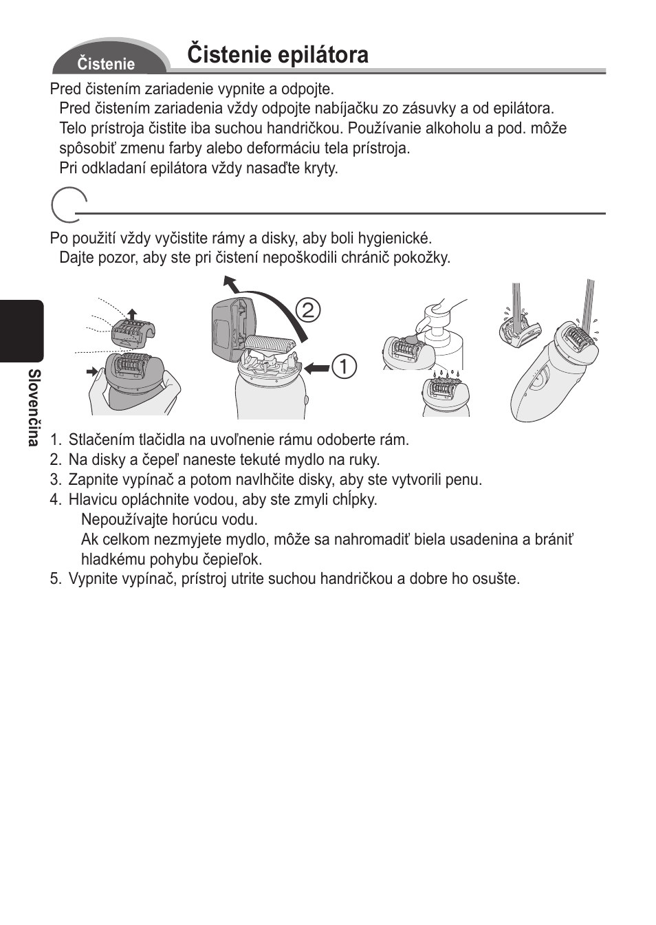 Čistenie epilátora | Panasonic ES2055 User Manual | Page 110 / 168