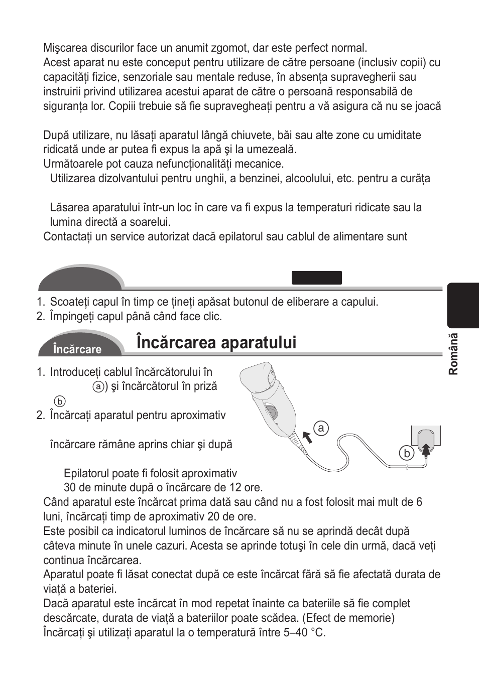 Schimbarea capului, Încărcarea aparatului | Panasonic ES2055 User Manual | Page 115 / 168