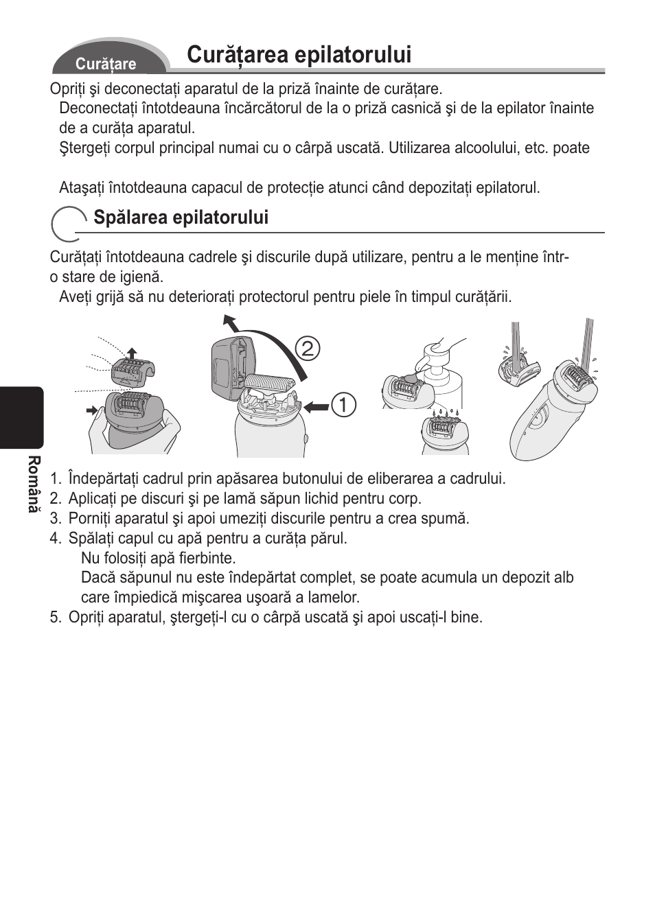Curăţarea epilatorului | Panasonic ES2055 User Manual | Page 118 / 168
