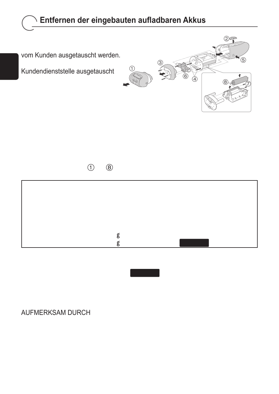 Entfernen der eingebauten aufladbaren akkus | Panasonic ES2055 User Manual | Page 16 / 168